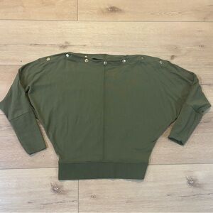 Stella & Dot Button Olive Green Top Medium